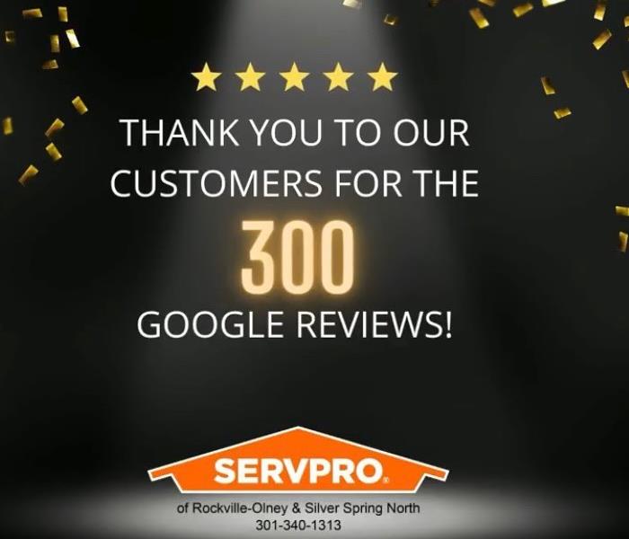 Thank you for 300 Google reviews on black background 