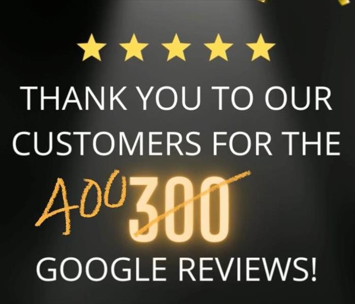 400 Google reviews text against black background with gold stars