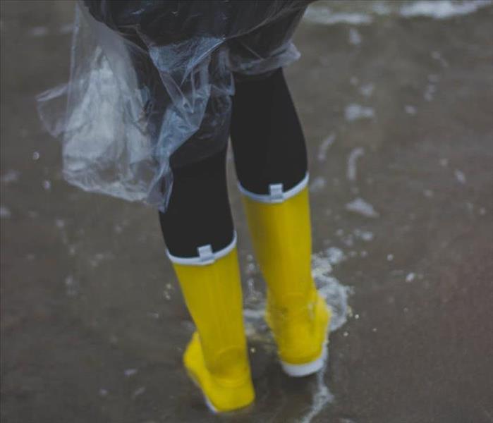 Yellow boots in the rain